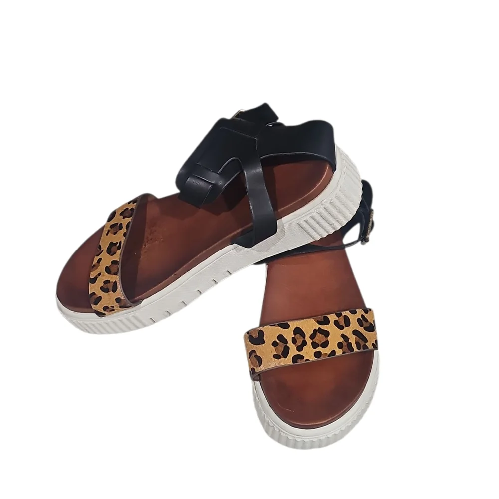 MIA Lunna Leopard Platform Sandals. Sz 9 Preowned